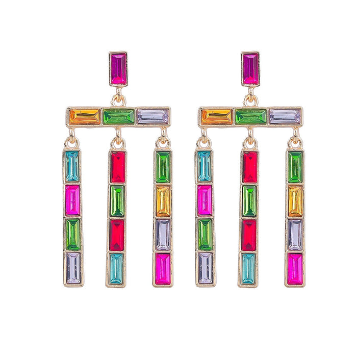 Wholesale fancy color diamond tassel long alloy earrings wholesale JDC-ES-JL948 Earrings 氿乐 Color Wholesale Jewelry JoyasDeChina Joyas De China