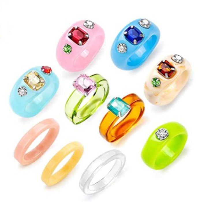 Wholesale Fancy Color Diamond Transparent Fruit Ring Set JDC-RS-Yunhe003 Rings 芸禾 1 One size fits all Wholesale Jewelry JoyasDeChina Joyas De China