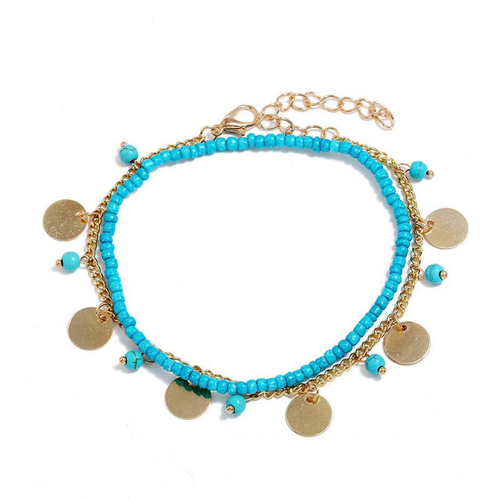 Bulk Jewelry Wholesale fashion simple round piece foot chain 	JDC-AS-e024 Wholesale factory from China YIWU China