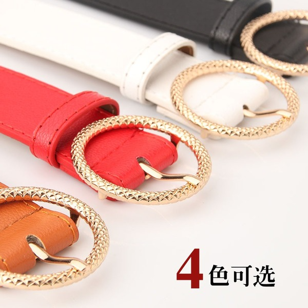 Bulk Jewelry Wholesale faux leather alloy embossed round buckle Womenbelt JDC-WB-syc003 Wholesale factory from China YIWU China