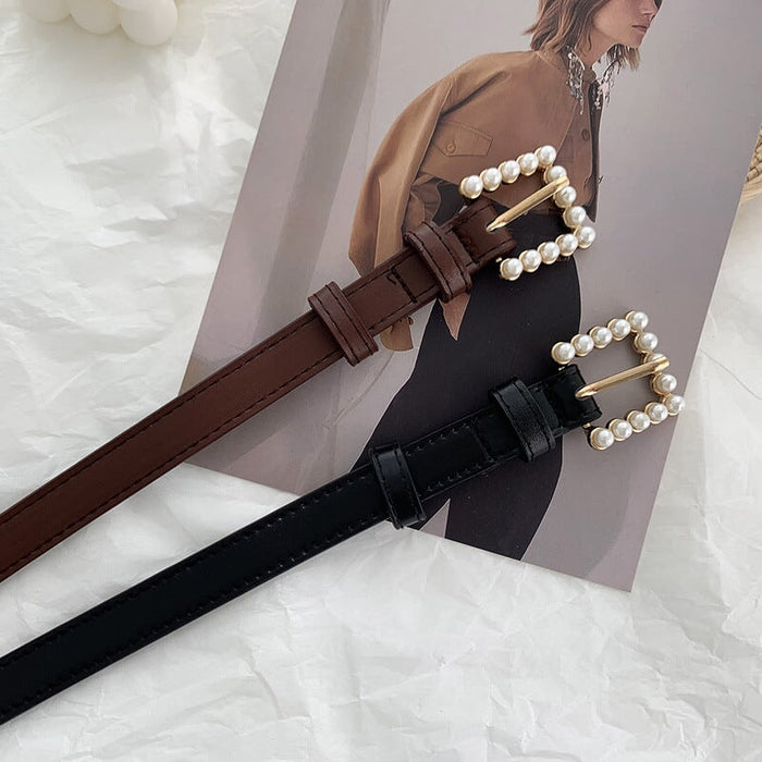 Wholesale Faux Leather Alloy Pearl Buckle Ladies Belt JDC-WB-YunT003 Womenbelt 云图 Wholesale Jewelry JoyasDeChina Joyas De China