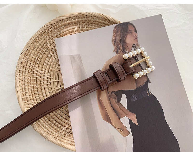 Wholesale Faux Leather Alloy Pearl Buckle Ladies Belt JDC-WB-YunT003 Womenbelt 云图 Wholesale Jewelry JoyasDeChina Joyas De China