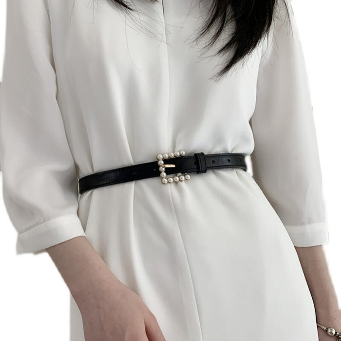 Wholesale Faux Leather Alloy Pearl Buckle Ladies Belt JDC-WB-YunT003 Womenbelt 云图 Wholesale Jewelry JoyasDeChina Joyas De China