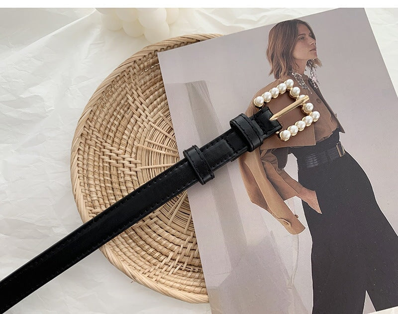 Wholesale Faux Leather Alloy Pearl Buckle Ladies Belt JDC-WB-YunT003 Womenbelt 云图 Wholesale Jewelry JoyasDeChina Joyas De China