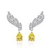 Wholesale feather yellow silver plated earrings JDC-ES-BZ007 Earrings 标志 Wholesale Jewelry JoyasDeChina Joyas De China