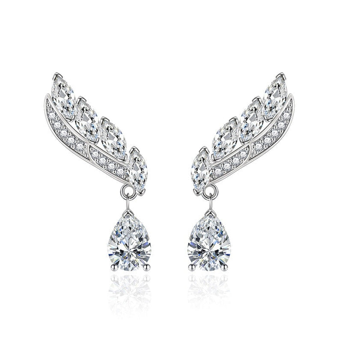 Wholesale feather yellow silver plated earrings JDC-ES-BZ007 Earrings 标志 Wholesale Jewelry JoyasDeChina Joyas De China