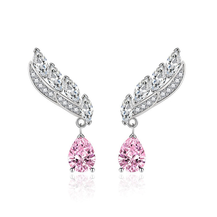 Wholesale feather yellow silver plated earrings JDC-ES-BZ007 Earrings 标志 Wholesale Jewelry JoyasDeChina Joyas De China