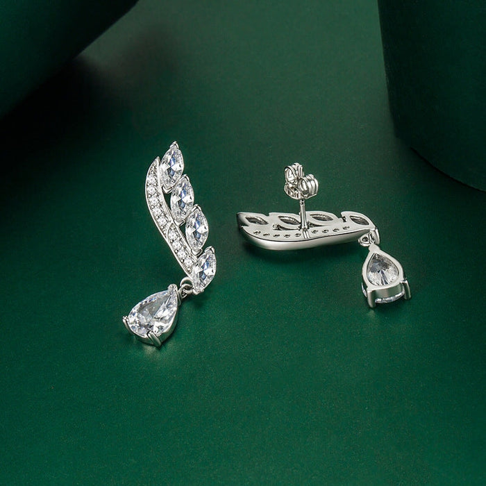 Wholesale feather yellow silver plated earrings JDC-ES-BZ007 Earrings 标志 Wholesale Jewelry JoyasDeChina Joyas De China