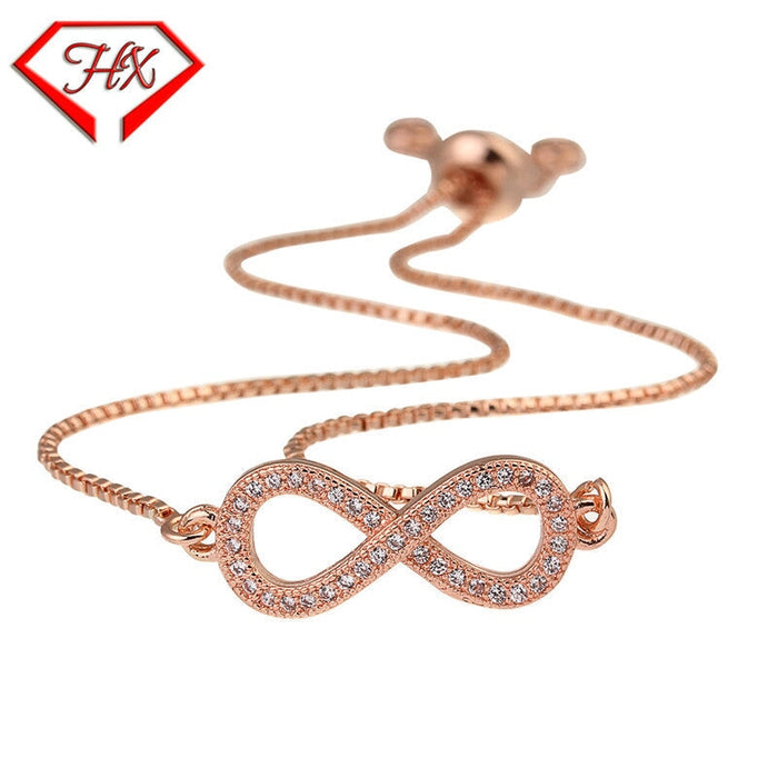 Wholesale figure 8 bow set diamond adjustable pull bracelet JDC-BT-HongX010 Bracelet 宏祥 Wholesale Jewelry JoyasDeChina Joyas De China