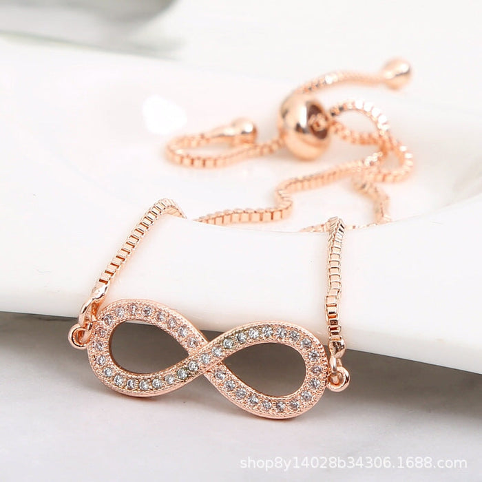 Wholesale figure 8 bow set diamond adjustable pull bracelet JDC-BT-HongX010 Bracelet 宏祥 Wholesale Jewelry JoyasDeChina Joyas De China
