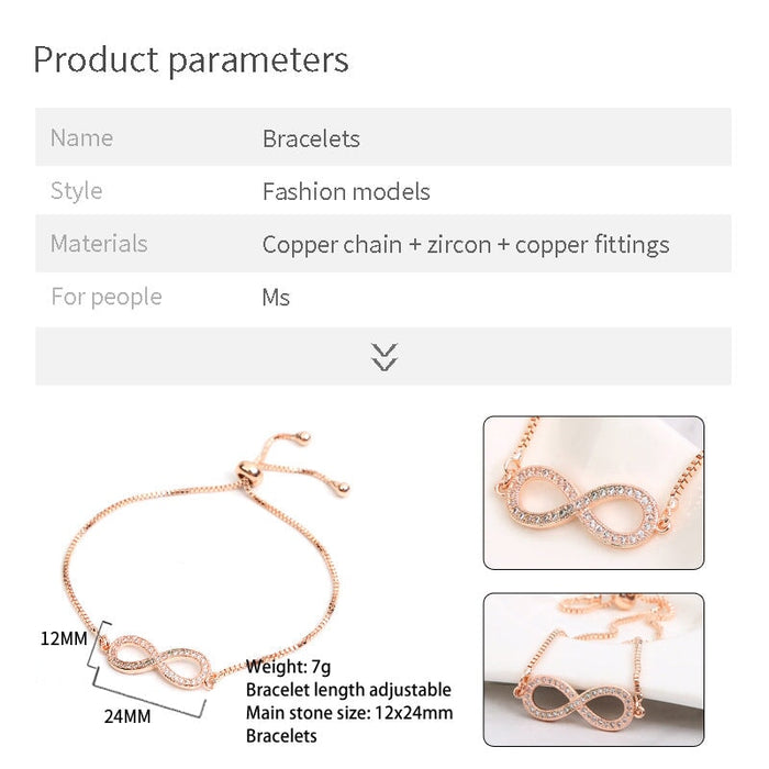 Wholesale figure 8 bow set diamond adjustable pull bracelet JDC-BT-HongX010 Bracelet 宏祥 Wholesale Jewelry JoyasDeChina Joyas De China
