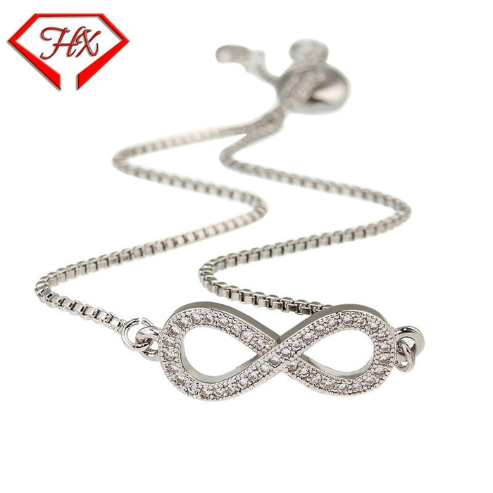 Wholesale figure 8 bow set diamond adjustable pull bracelet JDC-BT-HongX010 Bracelet 宏祥 Wholesale Jewelry JoyasDeChina Joyas De China