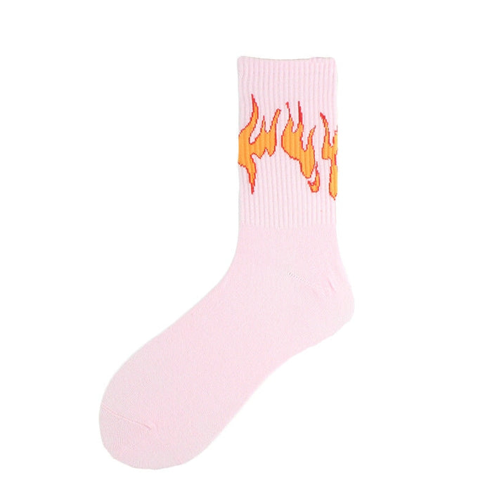 Wholesale flame mid tube cotton socks men and women sports socks JDC-SK-KaF056 Sock 咖范 11 one size Wholesale Jewelry JoyasDeChina Joyas De China