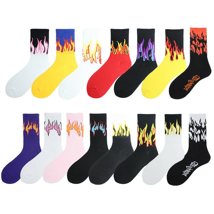 Wholesale flame mid tube cotton socks men and women sports socks JDC-SK-KaF056 Sock 咖范 Wholesale Jewelry JoyasDeChina Joyas De China