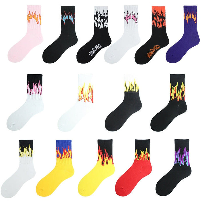 Wholesale flame mid tube cotton socks men and women sports socks JDC-SK-KaF056 Sock 咖范 Wholesale Jewelry JoyasDeChina Joyas De China