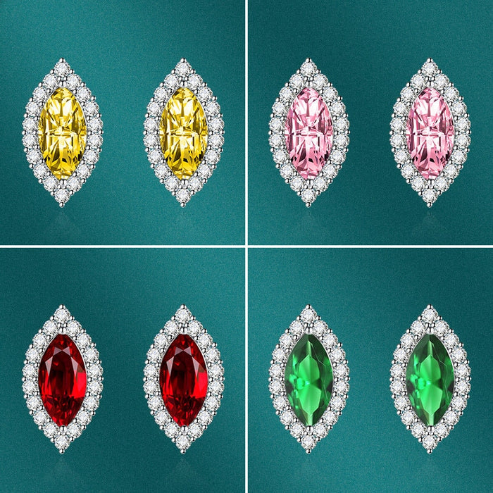 Wholesale flash diamond marquise silver plated stud earrings JDC-ES-BZ011 Earrings 标志 Wholesale Jewelry JoyasDeChina Joyas De China