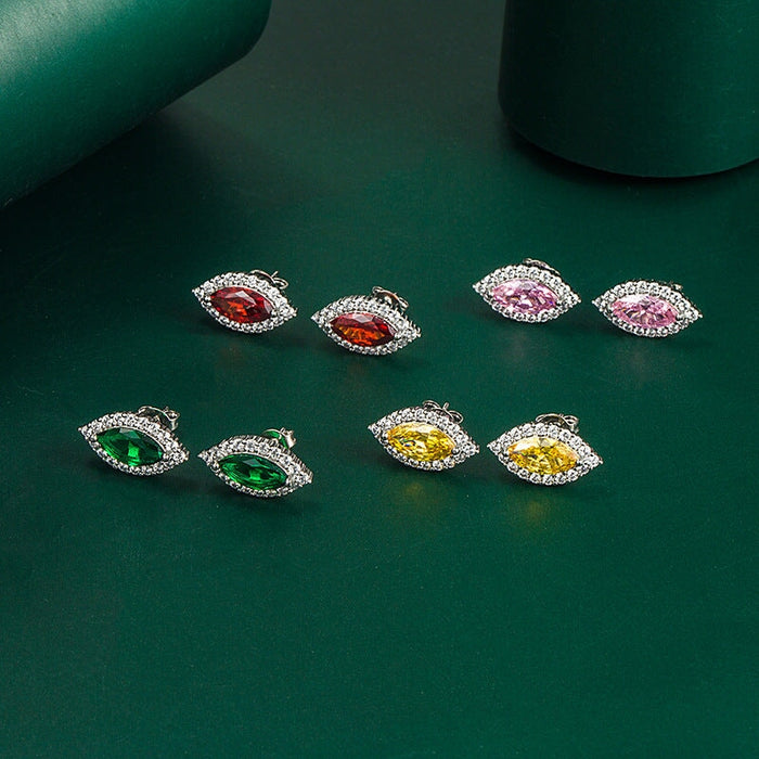 Wholesale flash diamond marquise silver plated stud earrings JDC-ES-BZ011 Earrings 标志 Wholesale Jewelry JoyasDeChina Joyas De China