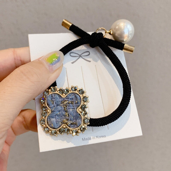 Wholesale flash drill clover head rope JDC-HS-GSFS013 Hair Scrunchies 夙尚 2 blue Wholesale Jewelry JoyasDeChina Joyas De China