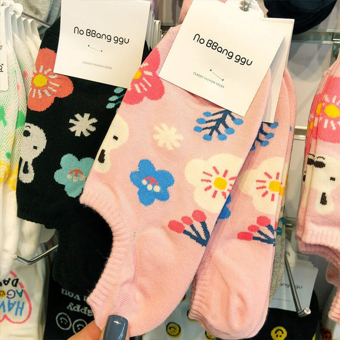 Wholesale flower boat socks anti-shedding thin cotton socks MOQ≥2 JDC-SK-XiangY002 Sock 翔域 pink Wholesale Jewelry JoyasDeChina Joyas De China