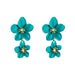 Wholesale flower double layer long green alloy earrings JDC-ES-HEM002 Earrings 和鸣 Blue green Wholesale Jewelry JoyasDeChina Joyas De China