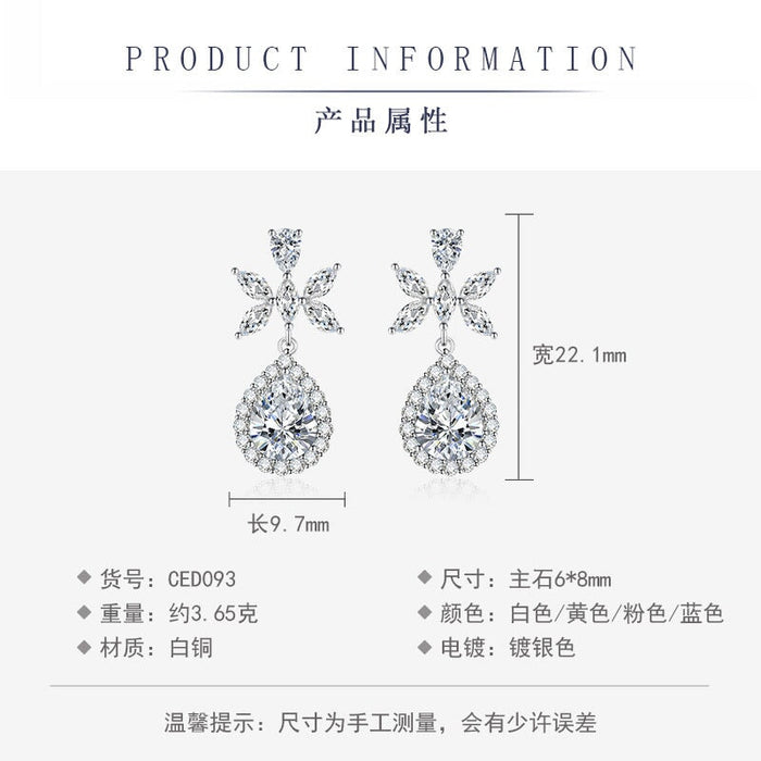 Wholesale flower long pink silver plated earrings JDC-ES-BZ015 Earrings 标志 Wholesale Jewelry JoyasDeChina Joyas De China