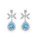 Wholesale flower long pink silver plated earrings JDC-ES-BZ015 Earrings 标志 blue Wholesale Jewelry JoyasDeChina Joyas De China