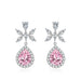 Wholesale flower long pink silver plated earrings JDC-ES-BZ015 Earrings 标志 pink Wholesale Jewelry JoyasDeChina Joyas De China