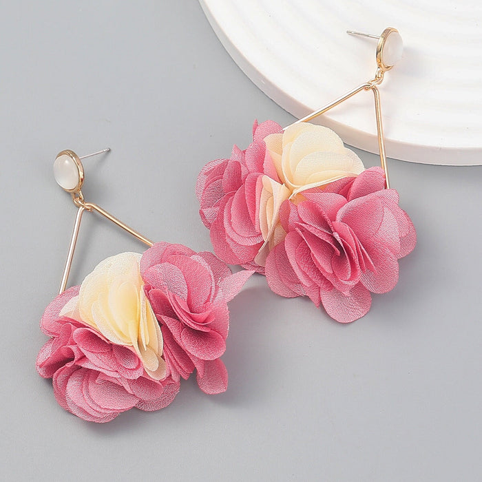 Wholesale Flower Multilayer Braided Fabric Alloy Earrings JDC-ES-JL958 Earrings 氿乐 Wholesale Jewelry JoyasDeChina Joyas De China