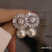 Wholesale flower pearl zircon ladies earrings JDC-ES-Caos001 Earrings 曹适 Wholesale Jewelry JoyasDeChina Joyas De China