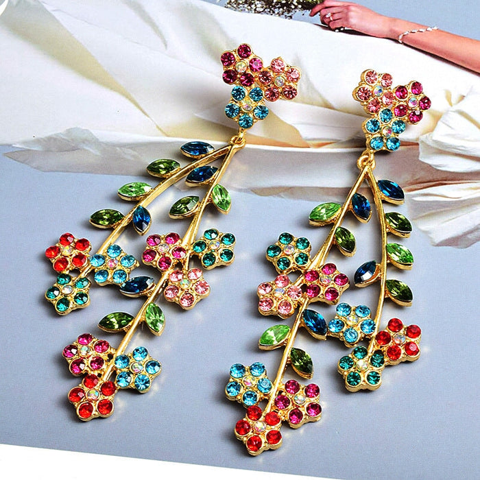 Wholesale Flower Rhinestone Electroplating Alloy Earrings JDC-ES-SK088 Earrings 深刻 Wholesale Jewelry JoyasDeChina Joyas De China