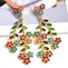 Wholesale Flower Rhinestone Electroplating Alloy Earrings JDC-ES-SK088 Earrings 深刻 color Wholesale Jewelry JoyasDeChina Joyas De China