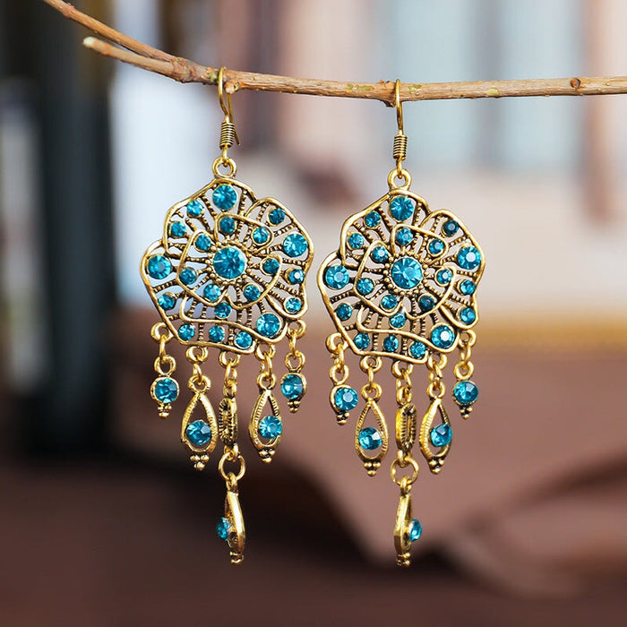 Wholesale Flower Rhinestone Metal Earrings JDC-ES-Daiq019 Earrings 黛茜 Wholesale Jewelry JoyasDeChina Joyas De China
