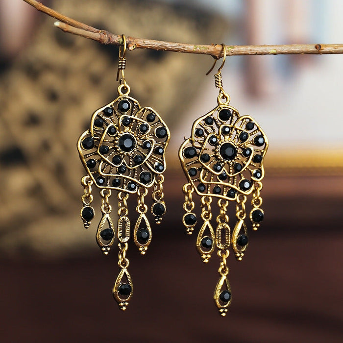 Wholesale Flower Rhinestone Metal Earrings JDC-ES-Daiq019 Earrings 黛茜 Wholesale Jewelry JoyasDeChina Joyas De China