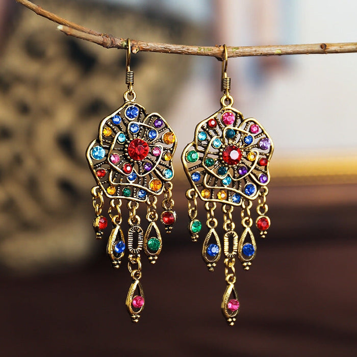 Wholesale Flower Rhinestone Metal Earrings JDC-ES-Daiq019 Earrings 黛茜 Wholesale Jewelry JoyasDeChina Joyas De China