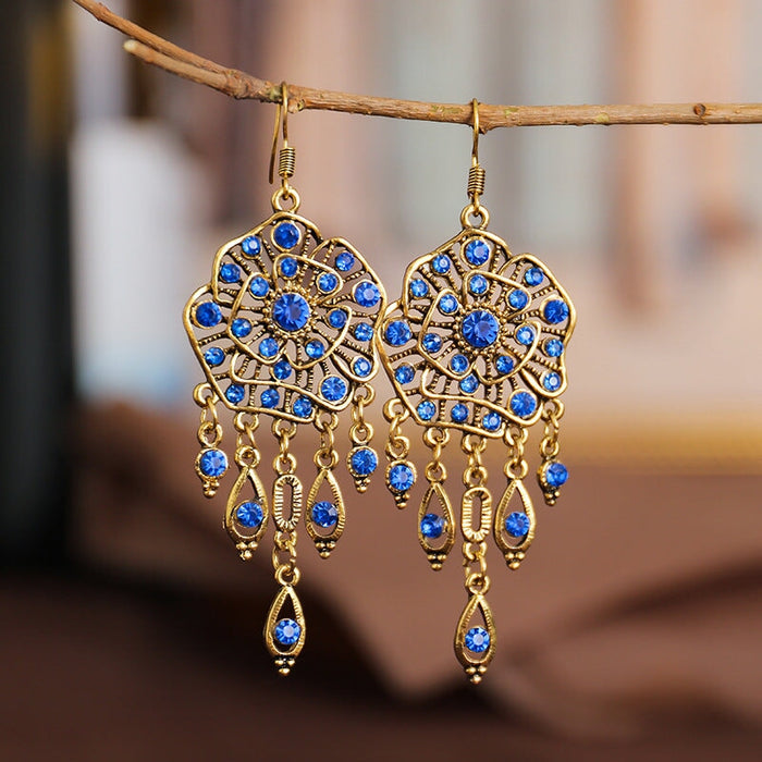 Wholesale Flower Rhinestone Metal Earrings JDC-ES-Daiq019 Earrings 黛茜 Wholesale Jewelry JoyasDeChina Joyas De China