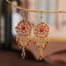 Wholesale Flower Rhinestone Metal Earrings JDC-ES-Daiq019 Earrings 黛茜 DC1715-1 red Wholesale Jewelry JoyasDeChina Joyas De China