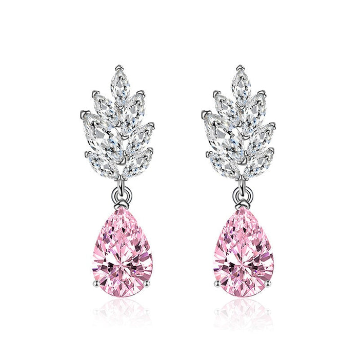 Wholesale flowers are studded with zirconium crystal silver plated earrings JDC-ES-BZ009 Earrings 标志 Powder Wholesale Jewelry JoyasDeChina Joyas De China