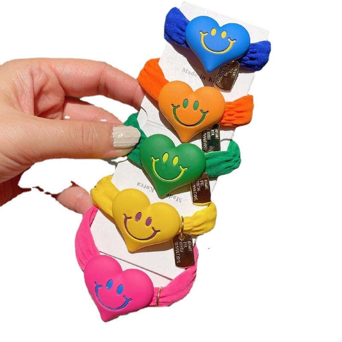 Wholesale fluorescent love smiling face Hair Scrunchies JDC-HS-GSFS006 Hair Scrunchies 夙尚 Wholesale Jewelry JoyasDeChina Joyas De China