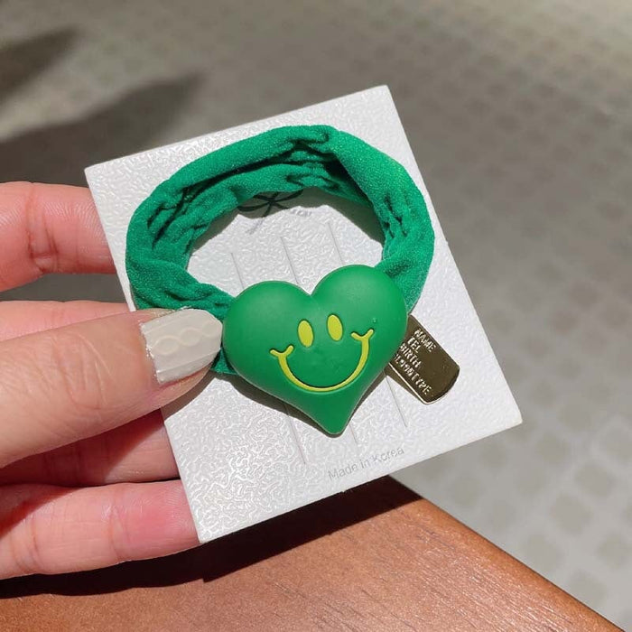 Wholesale fluorescent love smiling face Hair Scrunchies JDC-HS-GSFS006 Hair Scrunchies 夙尚 A292-4green Wholesale Jewelry JoyasDeChina Joyas De China
