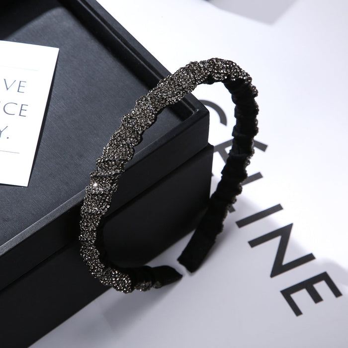 Wholesale fold hot drill out band drill Headband JDC-HD-YingT002 Headband 迎泰 1.5grey Wholesale Jewelry JoyasDeChina Joyas De China