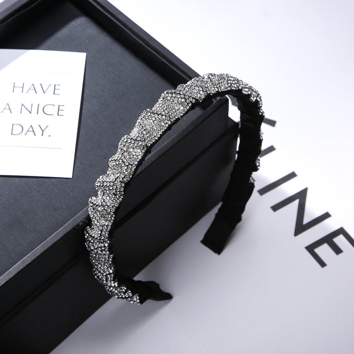 Wholesale fold hot drill out band drill Headband JDC-HD-YingT002 Headband 迎泰 1.5white Wholesale Jewelry JoyasDeChina Joyas De China