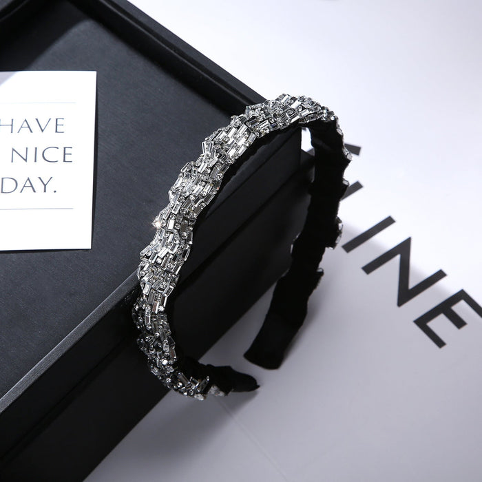 Wholesale fold hot drill out band drill Headband JDC-HD-YingT002 Headband 迎泰 1.5white glass Wholesale Jewelry JoyasDeChina Joyas De China