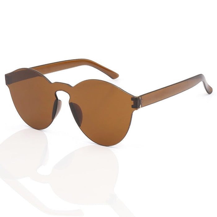 Wholesale Frameless One Piece PC Transparent Sunglasses JDC-SG-XingY003 Sunglasses 兴业 brown Wholesale Jewelry JoyasDeChina Joyas De China