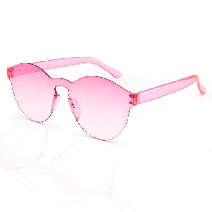 Wholesale Frameless One Piece PC Transparent Sunglasses JDC-SG-XingY003 Sunglasses 兴业 jianjin pink Wholesale Jewelry JoyasDeChina Joyas De China
