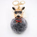 Wholesale French Bulldog Alloy Faux Hair PVC Hairball Pom Pom Keychain JDC-KC-Zuge017 Keychains 祖格 Two color black / Wholesale Jewelry JoyasDeChina Joyas De China