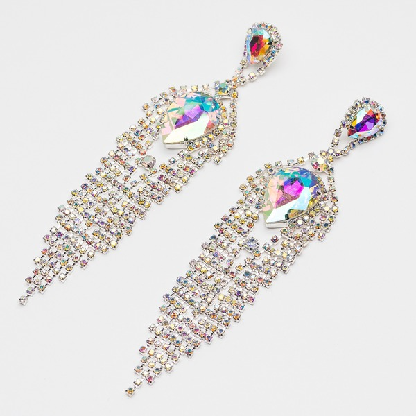 Wholesale fringed rhinestone long earrings JDC-ES-ZHONGW006 Earrings 众薇 Wholesale Jewelry JoyasDeChina Joyas De China