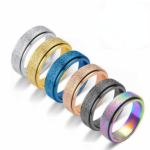 Wholesale Frosted Rotating Decompression Stainless Steel Couple Ring JDC-RS-DingC002 Rings 顶潮 Wholesale Jewelry JoyasDeChina Joyas De China