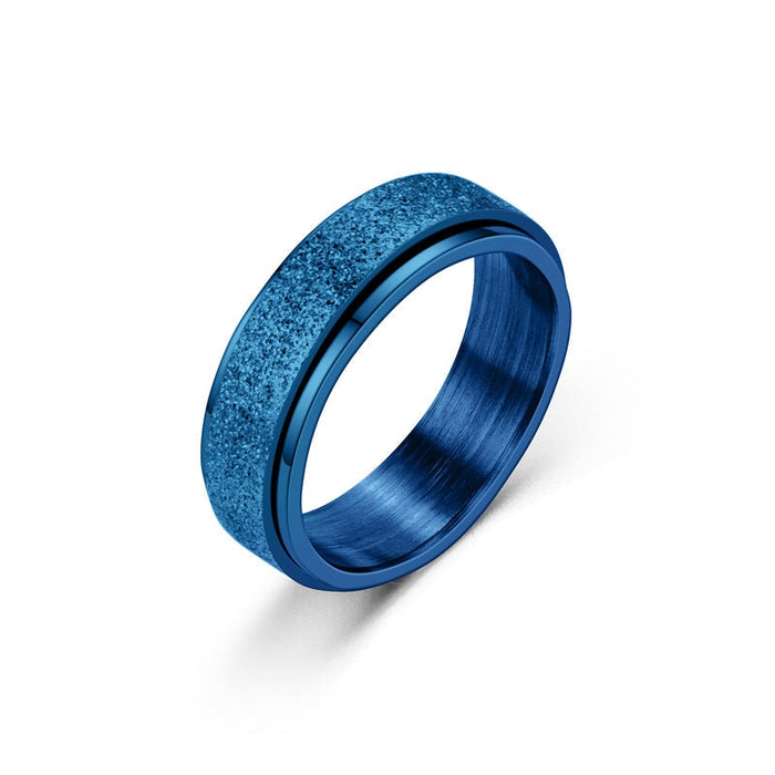 Wholesale Frosted Rotating Decompression Stainless Steel Couple Ring JDC-RS-DingC002 Rings 顶潮 blue 7 Wholesale Jewelry JoyasDeChina Joyas De China