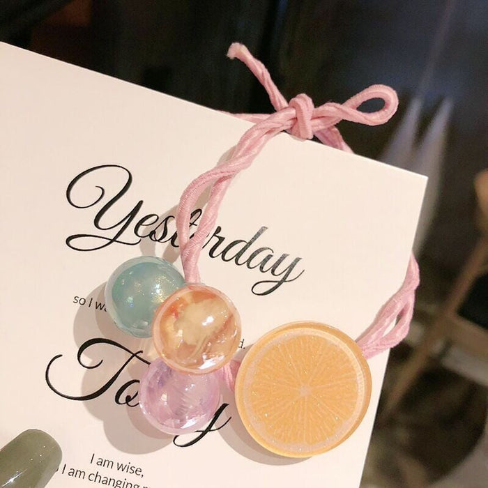 Wholesale fruit watermelon strawberry resin hair rope JDC-HS-ShiX001 Hair Scrunchies 诗弦 11 Wholesale Jewelry JoyasDeChina Joyas De China