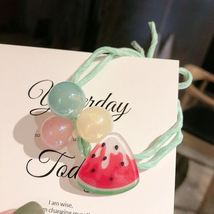 Wholesale fruit watermelon strawberry resin hair rope JDC-HS-ShiX001 Hair Scrunchies 诗弦 12 Wholesale Jewelry JoyasDeChina Joyas De China